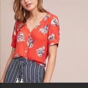 254. Mauve Anthropologie flowy floral blouse size 4